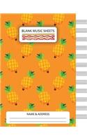 Blank Music Sheets: Standard Blank Music Notebook - 12 Staves - Pineapple Design
