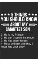 5 things you should know about my smartass son: Love of significant line Journal for son from dad and mom as Birthday gift, Thanks giving day, valentine day gift