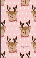 My Notebook: Primary Composition Notebook - Blank Lined handwriting notebook practice calligraphy 8.5 x 11 100 writing pages - Cute Animal Cover Reindeer