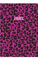 Jael: Personalized Pink Leopard Print Notebook (Animal Skin Pattern). College Ruled (Lined) Journal for Notes, Diary, Journaling. Wild Cat Theme Design wi
