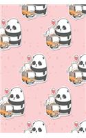 Kätzchen mit Pandas und Bus Notizbuch: niedliches Notizbuch modernes und auffälliges Notizbuch kariert 120 karierte Seiten Din A5 perfekt als Notizheft, Tagebuch und Journal Geschenk mit 