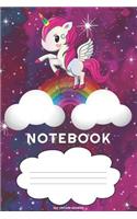 Red Unicorn Rainbow Notebook