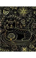 Journal Notebook Cute Cat in Flowers Pattern 10: 172 Page Blank Journal 8 x 10 Size, Unlined For Journaling, Writing, Planning or Doodling.(41 Artsy Plain Journals)