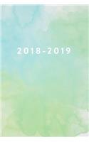 2018 - 2019, 18 Month Weekly & Monthly Planner: Green Watercolor, Daily, Weekly, Monthly, January 2018 - June 2019