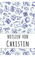 Notizen von Christin: Kariertes Notizbuch mit 5x5 Karomuster für deinen personalisierten Vornamen