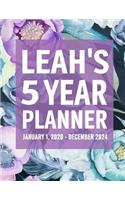 Leah's 5 Year Planner: January 1, 2020 - December 31, 2024, 262 Pages, Soft Matte Cover, 8.5 x 11