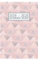 2019 - 2020 Academic Diary: Mid-Year Planner - Horizontal Week to View - Notes, Timetable, Year Planner - Pastel Pink Triangles Pattern
