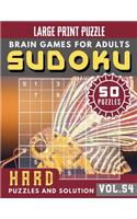 Hard Sudoku Large Print: suduko puzzle books for adults hard to extreme - Hard SUDOKU book for Expert - Large Print Sudoku Maths Book for Adults & Seniors - (Sudoku Brain Ga(54 Sudoku Brain Games Puzzles Book Large Print)