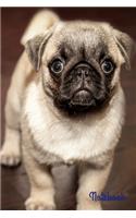 Notebook: Lined Journal Pug Puppy Notebook