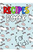 Recipes Book for Kids: Blank Recipe Cookbook Journal V1