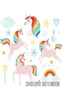 Unicorn Sketchbook - Pink Unicorn Rainbow Princess