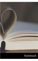 Notebook: Book, Open, Book Pages, Heart Shape Notebook / Journal / Diary / Composition book - 6 x 9 inches (15,24 x 22,86 cm), 150 pages, glossy finish.