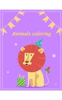 Animals Coloring: Beautiful and Stress Relieving Unique Design for Baby and Toddlers learning