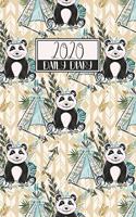 2020 Daily Diary: A5 Full Day on a Page DO1P Lined Planner Writing Journal - Turquoise Blue & Gold Glitter Boho Panda Pattern