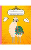 Primary Composition Notebook: Pretty llama on yellow journal with draw and write space for little princess girl and boys. Dotted midline, half blank and with picture space book, 