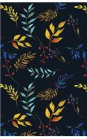 Bullet Journaling Notebook Blue Gold Leaves