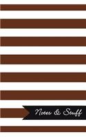 Notes & Stuff - Lined Notebook with Cocoa Brown Striped Pattern Cover: 101 Pages, Medium Ruled, 6 x 9 Journal, Soft Cover