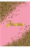 Jasmine: Personal Name Blank Lined Notebook Pink & Gold Stars Confetti Glitter for Writing Journal or Diary Women & girls Gift for Birthday or Valentine's Da