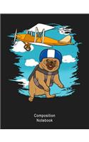 Composition Notebook: Composition book: (7,44x9,69) 120pages College Ruled Line Paper Soft Cover Glossy Finish. Funny Skydiving Pug Dog Graphic.