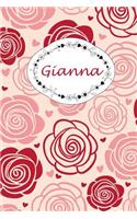Gianna: Personalisiertes Notizbuch / 150 Seiten / Punktraster / Din A5+ (15,24 X 22,86 CM) / Rosen Cover Design