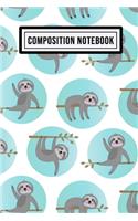 Sloth Unruled Composition Notebook