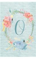 Notebook 6"x9" - Initial O - Light Blue and Pink Floral Design