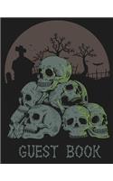 Guest Book: Halloween Party Guestbook Supply Essential,8.5 x 11 Sized, 100 Pages - Ideal for Halloween Costume Party