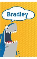 Bradley: Personalized Shark Writting Journal, Notebook, Diary, for Kids 120 Pages 6x9