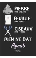 Rien ne bat Ayoub - Notes: Noms Personnalisé Carnet de notes / Journal pour les garçons et les hommes. Kawaii Pierre Feuille Ciseaux jeu de mots. Fournitures scolaires, premie