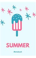 Summer Notebook: Summer Journal - Ice Cream USA Flag Notebook - Vaccances Notes - Travel - 120 Pages