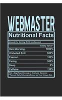 Webmaster Nutritional Facts: 6x9 college ruled notebook, 120 Pages, Composition Book and Journal, funny gift for your favorite Webmaster