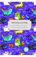 Zombie Animal Theme Wide Ruled Line Paper