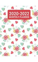 2020-2022 Monthly Planner: 3 Year Planner - 36 Month Calendar Planner Diary for Next Three Years With Notes For Women And Girls - Flowers And Hearts (8.5"x11")