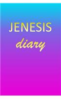 Jenesis: Journal Diary - Personalized First Name Personal Writing - Letter J Blue Purple Pink Gold Effect Cover - Daily Diaries for Journalists & Writers - J