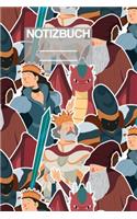 Notizbuch A5 Muster Zeichnung Drachen Ritter Könige Schwerter Zauberer: - 111 Seiten - EXTRA Kalender 2020 - Einzigartig - Liniert - Linie - Linien - Geschenk - Geschenkidee