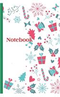 Christmas Notebook: Ruled Notebook Lined School Journal - 120 Pages - 6 x 9" - Green Red White (Composition Books) - Christmas gift
