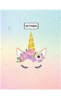 sketchbook: Cute unicorn on sweet cover (8.5 x 11) inches 110 pages, Blank Unlined Paper for Sketching, Drawing, Whiting, Journaling & Doodling(4 Cute Unicorn on Sweet Sketchbook)