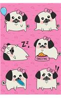Bullet Journal Notebook for Dog Lovers Pug Life - Pink: 112 Page Numbered Graph Style Grid Bullet Journal with Index Pages and Key Pages in Portable 6 X 9 Size