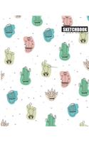 Sketchbook: Notebook Cute Cactus: Unruled (Unlined) Blank Notebook: 120 Pages of 8" x 10" notebook Blank Pages for Drawing, Doodling or Sketching (Sketchbooks)
