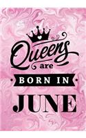 Queens are Born in June: Pink Marble Journal, Memory Book Birthday Present For Her, Keepsake, Diary, Beautifully lined pages Notebook - Gifts for Women