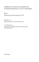 Handbuch der Sentenzen und Sprichwörter im höfischen Roman des 12. und 13. Jahrhunderts, Band 1, Artusromane bis 1230