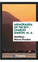Memoranda of the Rev. Charles Simeon
