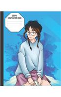 Graph Composition Book: Graph Paper Notebook Anime Girl Teenager With Glasses