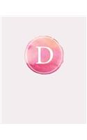 D: 110 Dot-Grid Pages Monogram Journal and Notebook with a Pink Watercolor Design Personalized Initial Letter Journal Monogramed Composition Notebook