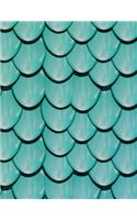 Scale Notebook: 8.5x11 Wide Ruled Composition Notebook / Journal - Blue Mermaid Scales