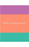 Bullet Grid Journal: Tri-Color Pink Orange Green, 150 Dot Grid Pages, 8x10, Professionally Designed