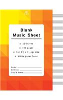 Blank Music Sheet: 12 Staves Music Writing Pad Each Pages, With 100 pages Manuscript Paper - Staff Paper - Musicians Notebook - Beautiful Sunshine Triangle Geometric C