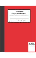 Graph Composition Notebook 4 Squares per inch 4x4 Quad Ruled 4 to 1 / 8.5 x 11 100 Sheets: Cute Funny Plain Red Gift Notepad / Grid Squared Paper Back To School Gift Notebook For Math Teens Science Adults Students Programmers note taking a