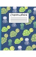 Composition Notebook: Cute Sea Turtle Cartoon Themed Cover Composition Notebook For Girls Boys Kids Teens For Taking Notes & Ideas - Perfect Gift Idea For Sea Turtle Love