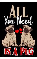 All You Need is a Pug Notebook Journal: Lined Journal Notebook For Pug Mom and Pug Dad - The Perfect Gift For a Pug Lover - Funny 120 Pages Lined Journals Notebooks For Kids and Adults